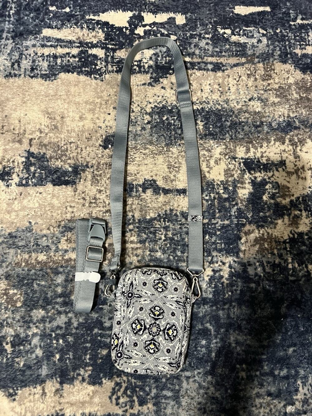 Vera Bradley Plaza Tile Small Convertible Crossbody Bag Gray Signature Cotton